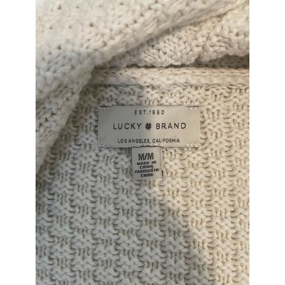 Lucky Brand Size M Blue Cream Long Cardigan Sweater Western Boho Aztec - Picture 3 of 6